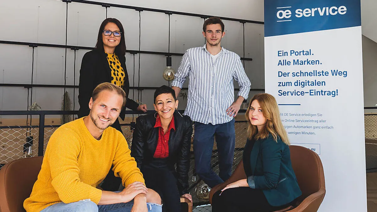 „OE Service“-Team mit Janos Juvan, Maja Jesse, Raffaella Trani, Paul Saxer und Teodora Ionescu