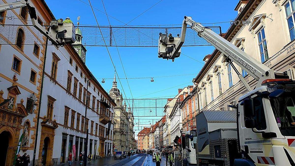 In der Grazer Herrengasse ging es heute hoch hinaus