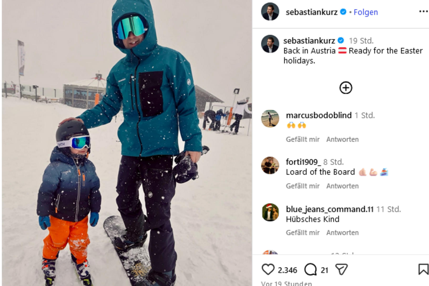 Sebastian Kurz privat: Pistenspaß mit Sohn Konstantin (4)