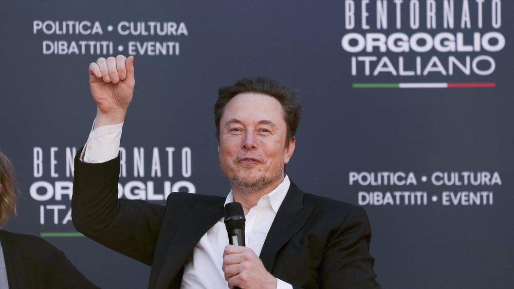 Elon Musk trat am Samstag beim Festival der „Fratelli d‘Italia“ auf