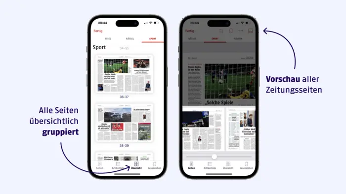 Verbesserte Übersicht der Zeitungsseiten
