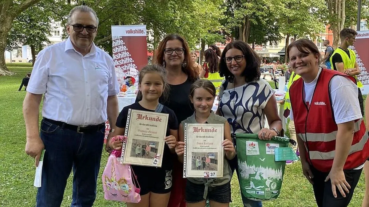 Peter Dekan (Naturfreunde Spittal), Viktoria und Claudia Grintal, Anna und Manuela Kolland und Andrea Oberhuber (Volkshilfe Spittal)