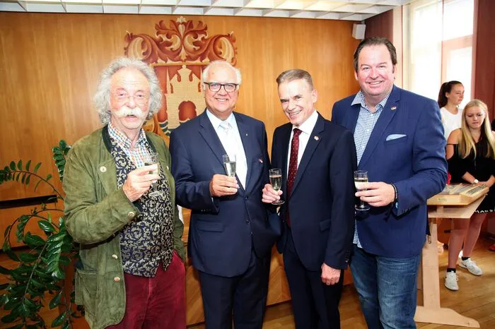 Kölner Abend im Sol Beach Velden und Wirtschaftsdialog im Casino Velden, Empfang Bürgermeister von Velden Ferdinand Vouk, Bürgermeister von Köln Hans Werner Bartsch