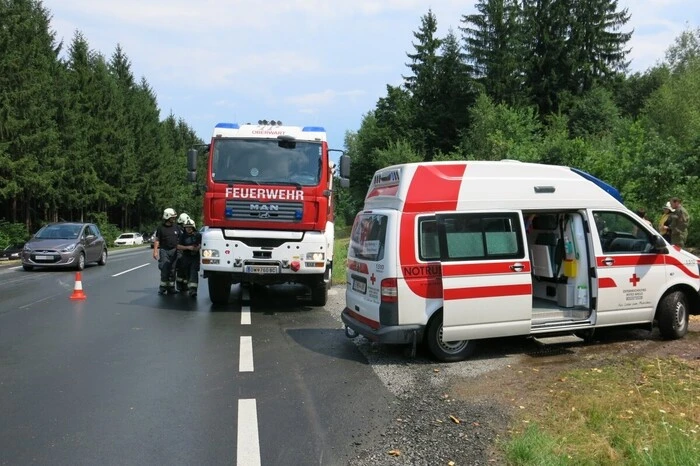 Da die Fahrerin über leichtes Unwohlsein klagte, wurde das Rote Kreuz nachalarmiert.