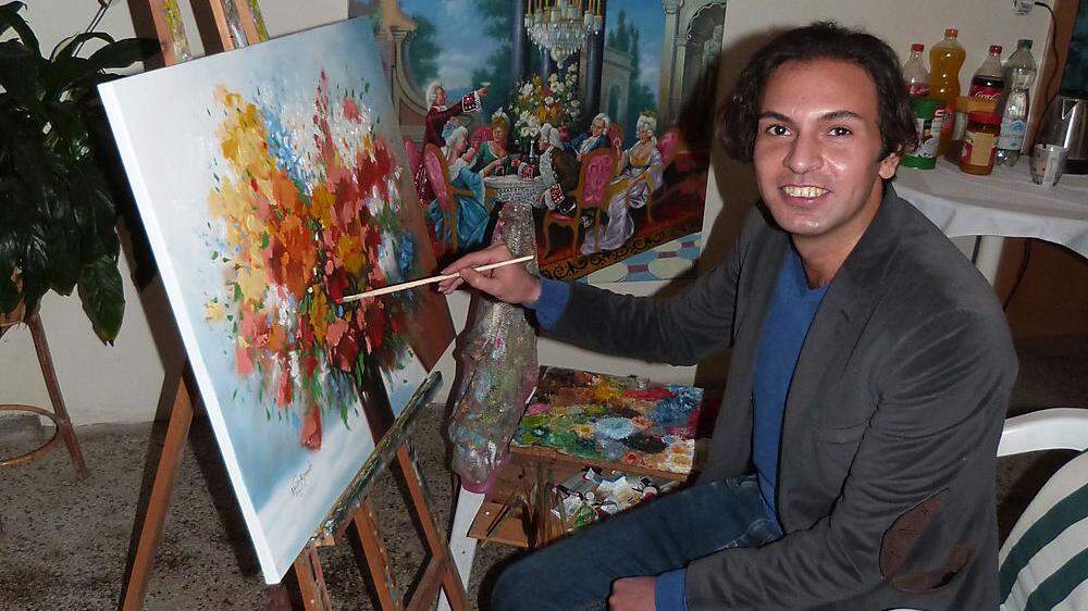 Die Malerei half ihm bei der Integration: Naser AlJanabi in seinem Atelier