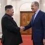 NORTH KOREA, PYONGYANG - OCTOBER 19, 2023: North Korean leader Kim Jong-un L shakes hands with Russia s Foreign Minister Sergei Lavrov during a meeting. Russian Foreign Ministry/TASS PUBLICATIONxINxGERxAUTxONLY 63516477