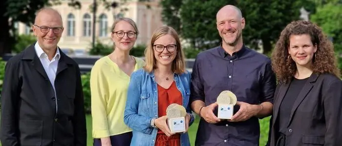 Bernd Vogl (Geschäftsführer Klimafonds), Nicole Kirchberger (Klimafonds), Katja Weirer, Martin Gebeshube und Lisa Hummer (Klimafonds)