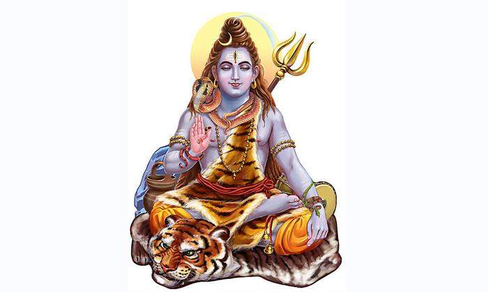 Gott Shiva trägt Dreizack, Tigerfell und Ganges	