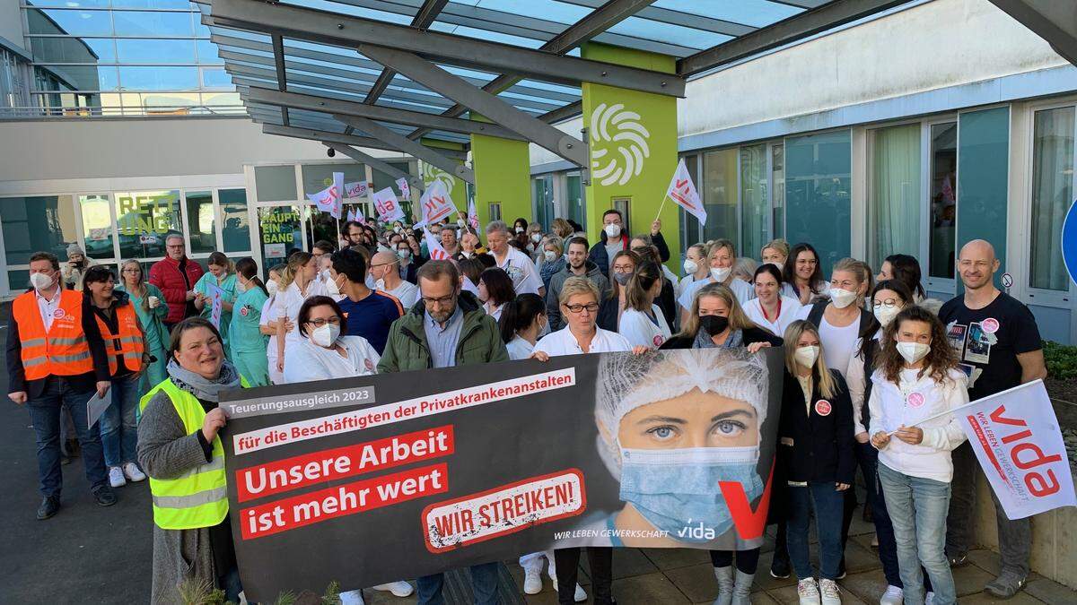 Privatklinik Graz Ragnitz: 150 Mitarbeiter haben für drei Stunden gestreikt