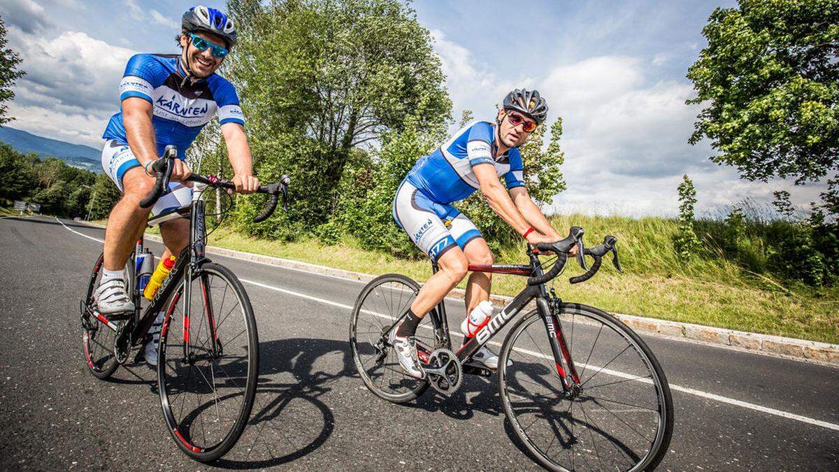 Abenteuerliche 90 Kilometer oder eine Ironman-Runde bewältigten Ex-Radprofi Paco Wrolich und „Kleine“-Redakteur Martin Quendler