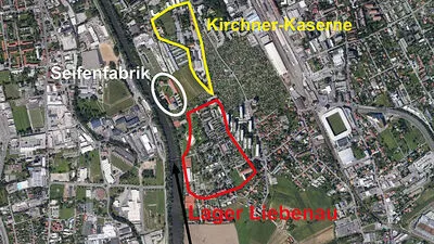 Südlich der Seifenfabrik befand sich in der NS-Zeit das Lager Liebenau