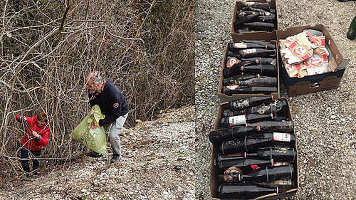 Zahlreiche Bier-Pflandflaschen wurden gesammelt und richtig entsorgt