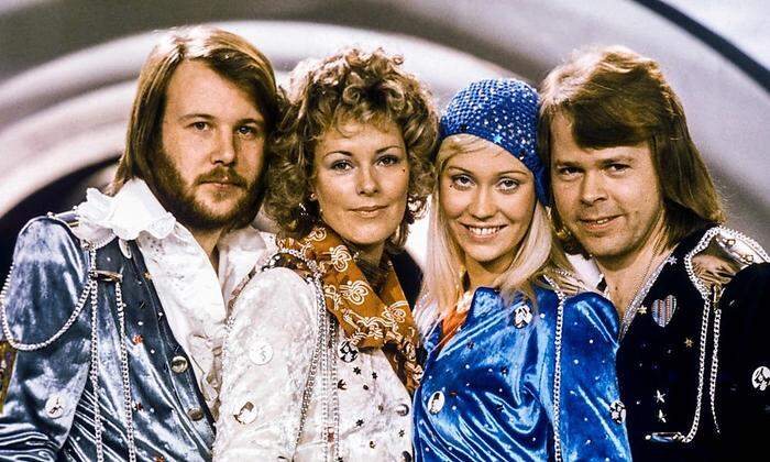 Nach dem Song-Contest-Sieg 1974: Benny Andersson, Anni-Frid Lyngstad, Agnetha Faltskog, Bjorn Ulvaeus