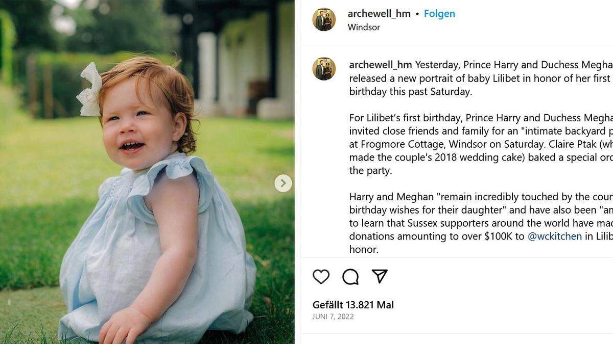 Lilibet (2) ist die erste Tochter von Prinz Harry (39) und Herzogin Meghan (42) - gemeinsames Foto mit ihrer Uroma gibt es keines