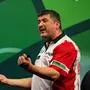 RECORD DATE NOT STATED 15th December 2025, Alexandra Palace, London, England 2025 PDC Paddy Power World Darts Championship Day Five Mensur Suljovic celebrates winning a leg in his first round match against David Cameron PUBLICATIONxNOTxINxUK GodfreyxPitt