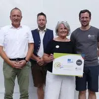 Freuten sich über das Jubiläum (vl.nr.): Bürgermeister Armin Forstner, Vizebürgermeister Christian Platzer, Orts- und Bezirksvorsitzende Elisabeth Well und Oliver Gulas-Wöhri (GF Natur- und Geopark)