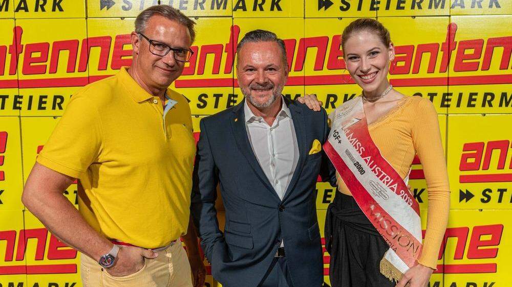 24 Jahre Antenne Steiermark: Gastgeber und Geschäftsführer Gottfried Bichler (Mitte) mit Christoph Holzer und Larissa Robitschko