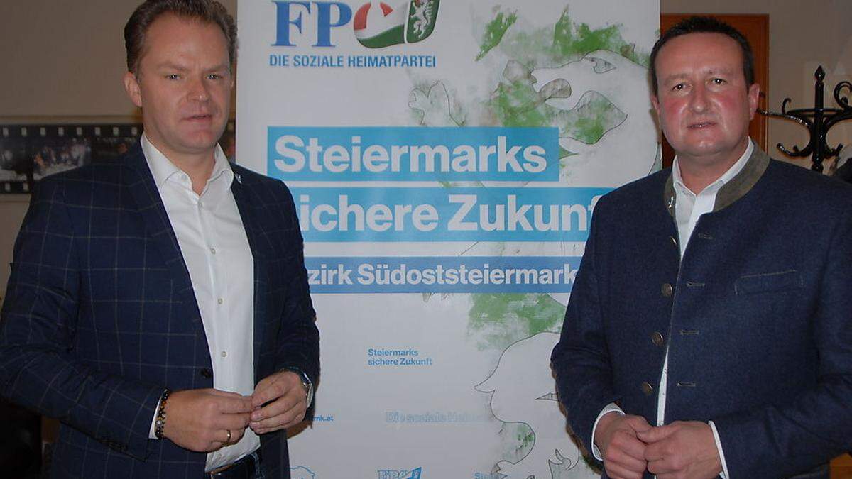 FPÖ-Bezirkschef und Nationalratsabgeordneter Walter Rauch und Landtagsabgeordneter Herbert Kober