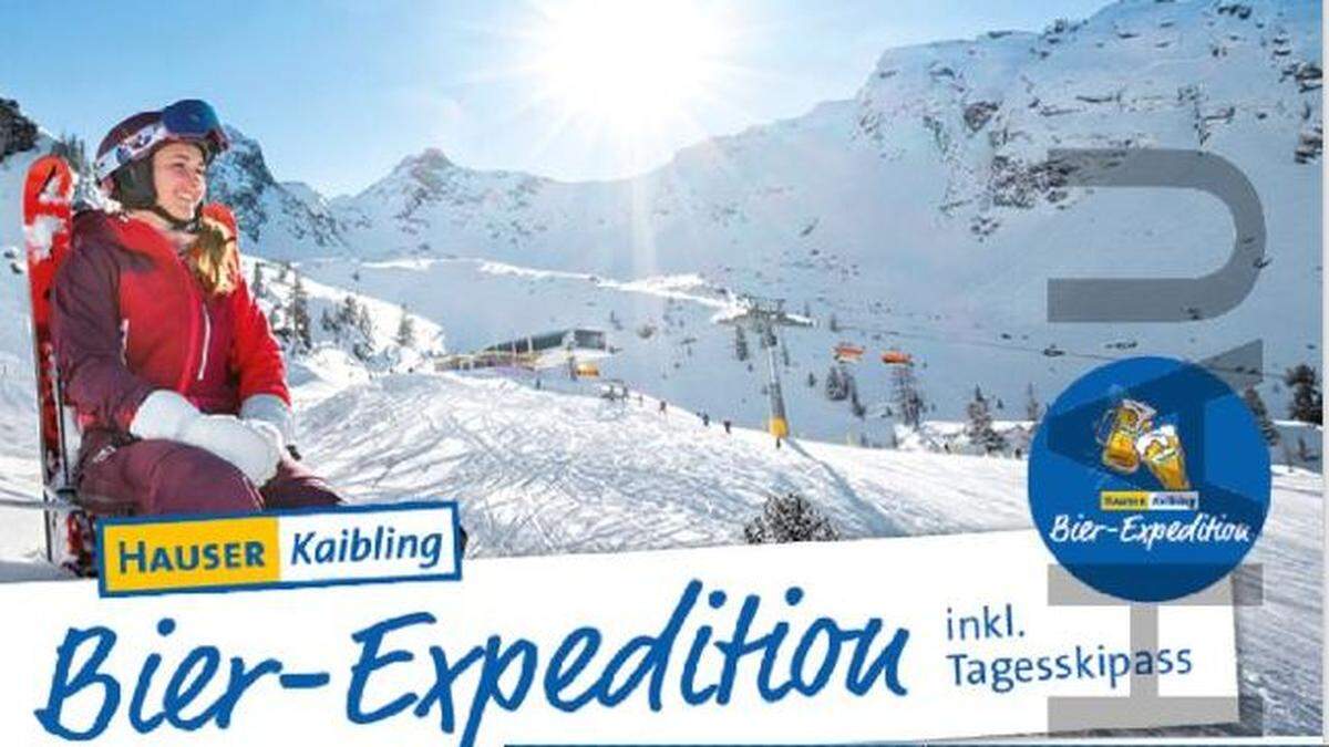 Der Kaibling will Skifahrer mit ihrem Bierdurst gewinnen