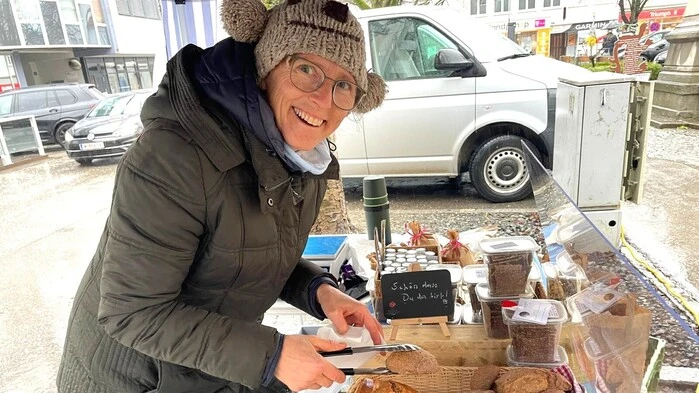 Anita Spuller am Bauernmarkt 