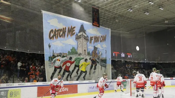 Erstmals hängt in Liebenau ein Meister-Banner für die Graz 99ers