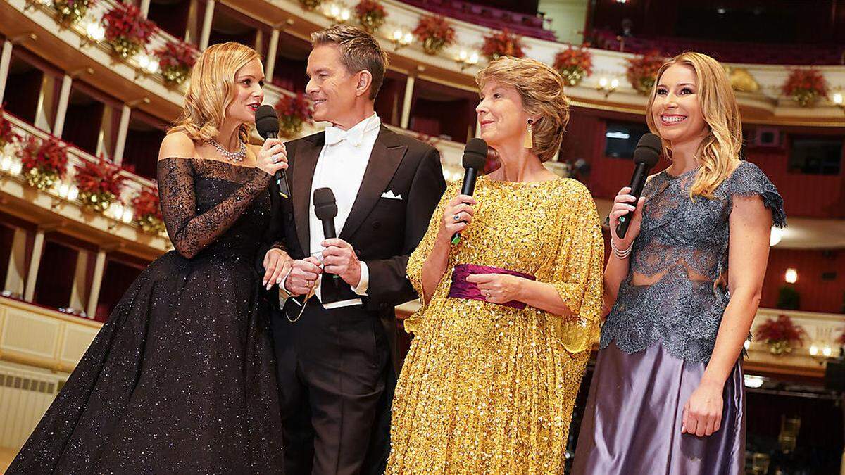 Für den ORF am Ball: Mirjam Weichselbraun, Alfons Haider, Barbara Rett und Nina Kraft