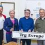 Damjan Zupanc, Obmann des Radsportvereins „DOS“ , Michaela Krenn, Geschäftsführerin Radkersburger Hof, Miran Dokl, Vizebürgermeister der Gemeinde Gornja Radgona, und Karl Lautner, Bürgermeister der Stadtgemeinde Bad Radkersburg, freuen sich auf die grenzüberschreitenden Veranstaltungen 