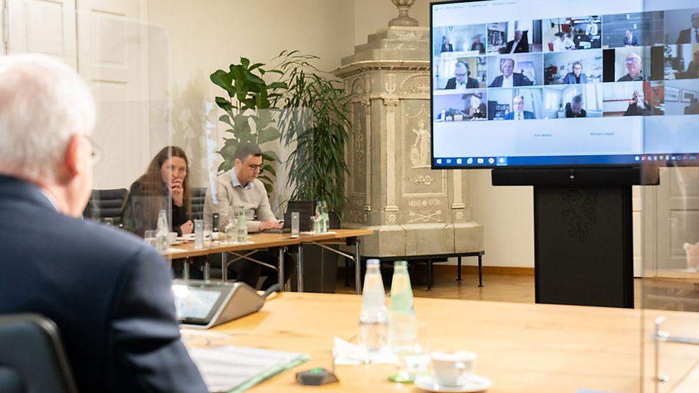LH Schützenhöfer bei Videokonferenz (Archivfoto)