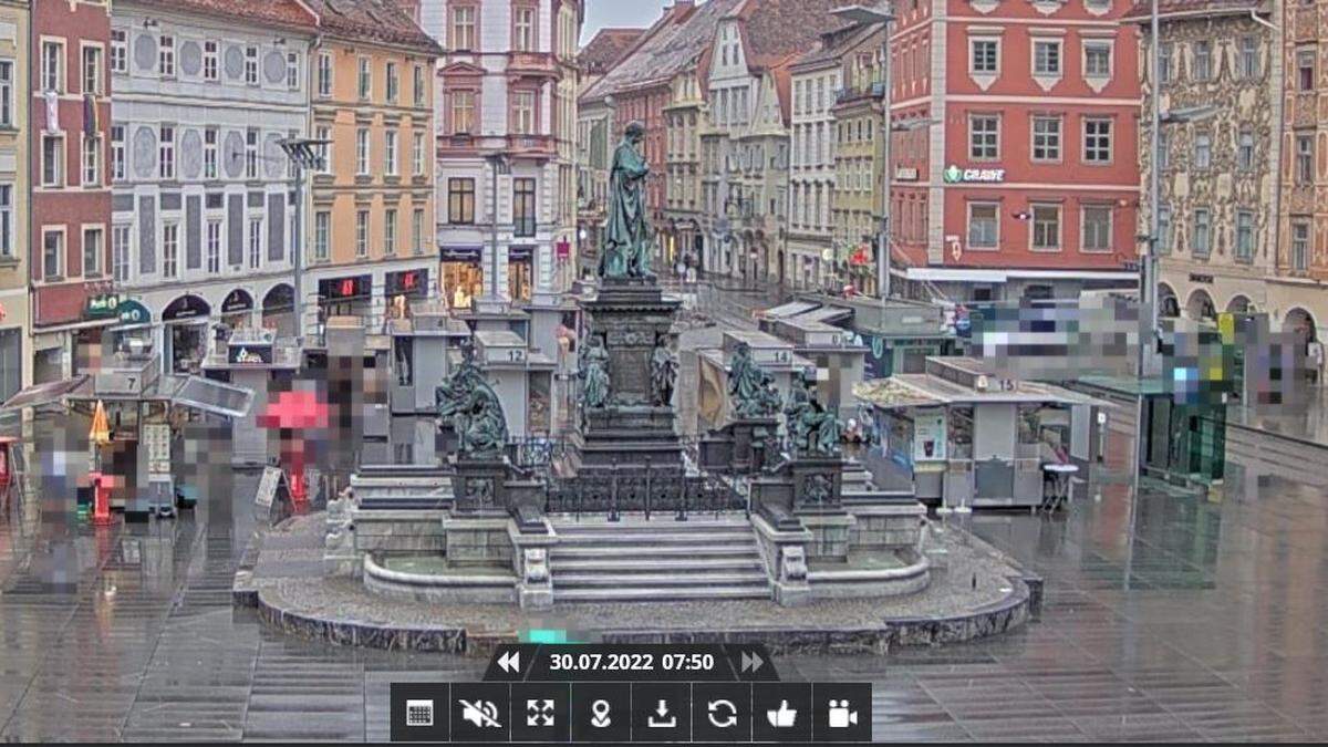 Blick von der Webcam im Grazer Rathaus