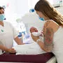 An der Geburtsklinik der Uniklinik Graz genießen Wöchnerinnen und Krankenhauspersonal gleichermaßen die Ruhe wegen des Besuchsverbotes