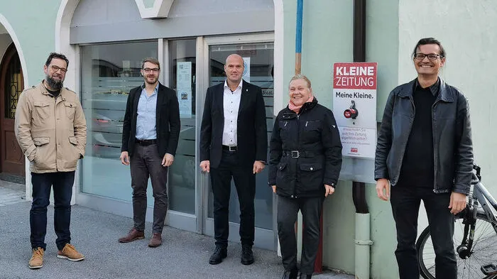 SoLaLi-Obmann Karl Zabernig, 2. Lions-Vizepräsident Stefan Dobnig, Präsident Al-ban Ymeri, Natalie Strauß von der Stadt Lienz, 1. Lions-Vizepräsident Martin Kofler