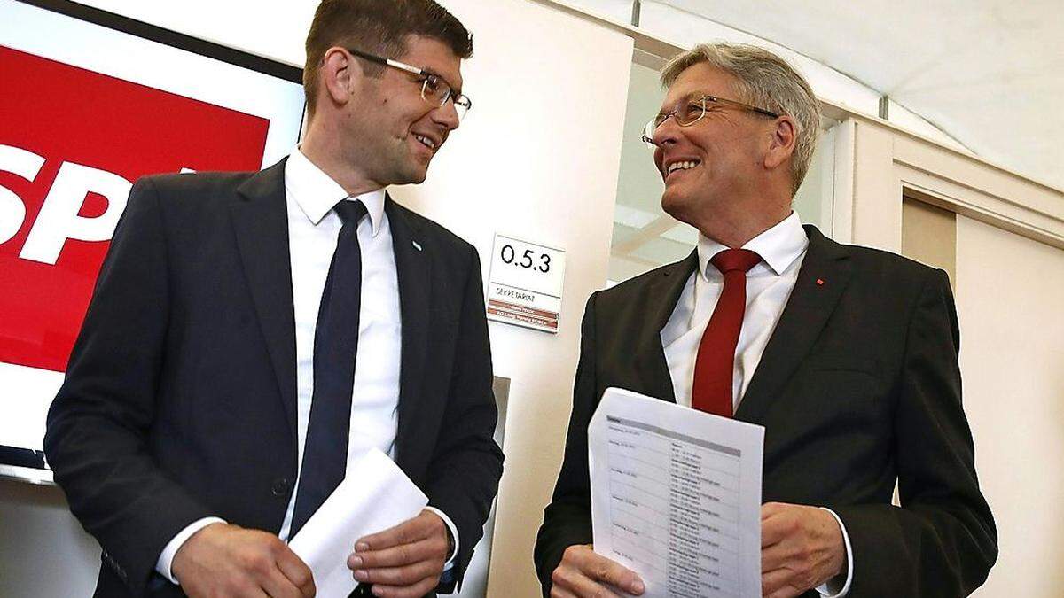 SPÖ und ÖVP haben den Koalitionsvertrag in Kärnten unterzeichnet (im Bild: Landeshauptmann Peter Kaiser mit ÖVP-Chef Martin Gruber)
