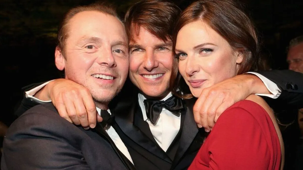 Bei der Aftershow-Party im Sofitel immer noch bester Laune: Pegg, Cruise, Ferguson