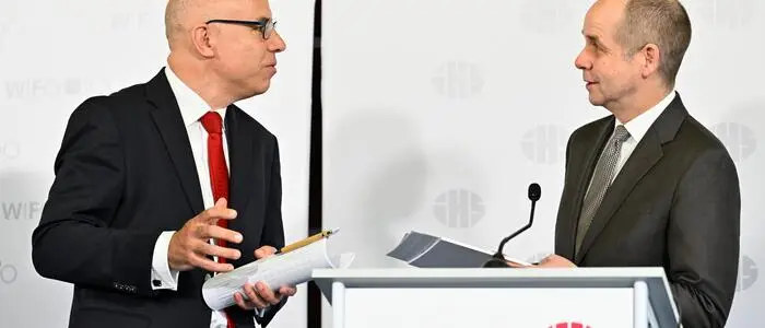 Wifo-Chef Gabriel Felbermayr und IHS-Chef Holger Bonin.