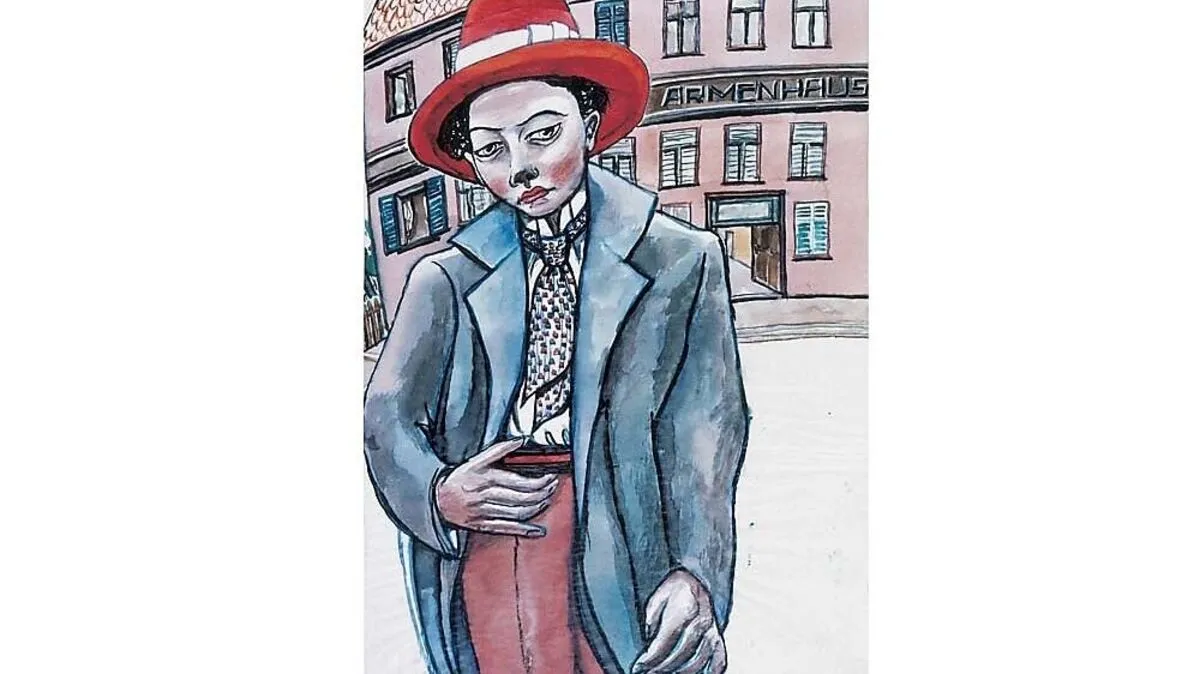 Selbstporträt von Ida Maly mit dem Titel „Trübe Ahnungen“ 