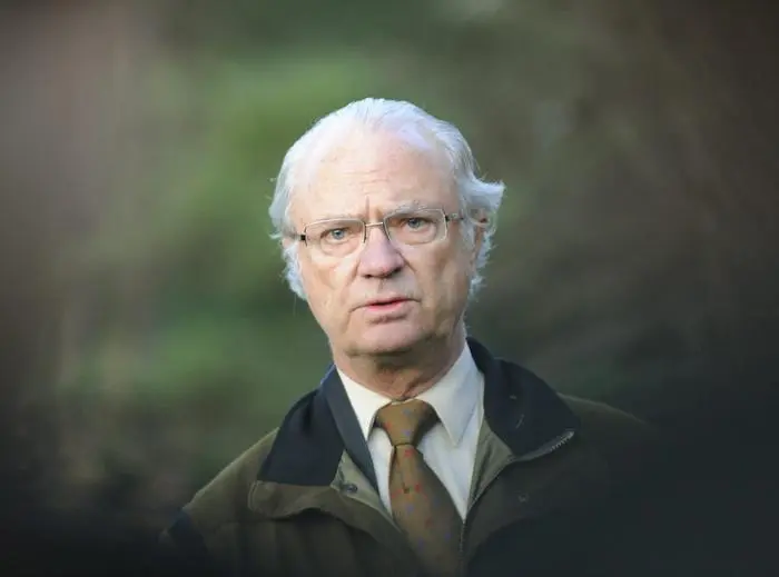 King Carl Gustaf of Sweden meets the press outside a hunting lodge in the woods of Hunneberg, south west Sweden, Thursday Nov. 4, 2010, commenting about a book, entitled Carl XVI Gustaf - The reluctant monarch
