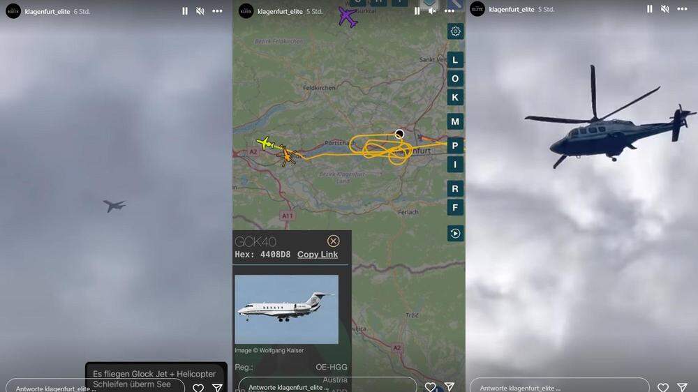 Screenshot „klagenfurt_elite“: Privatjet und Hubschrauber Glock Aviation