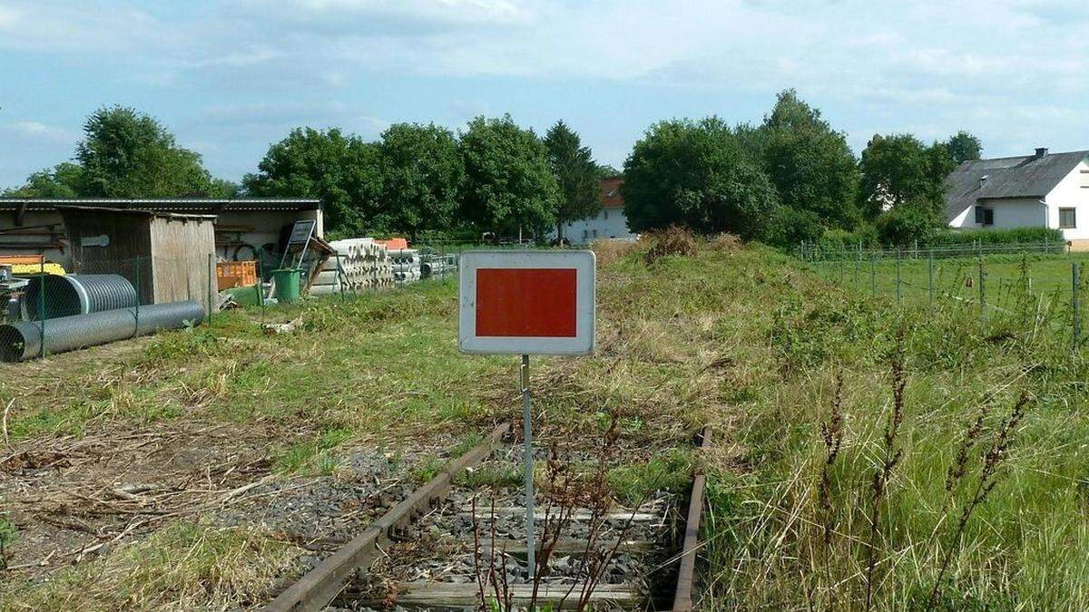 Das derzeitige Ende der Bahnlinie auf der österreichischen Seite hinter dem Bahnhof Bad Radkersburg