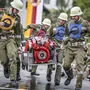 Die Tragkraftspritze wiegt 150 bis 200 Kilogramm und muss genau platziert werden 