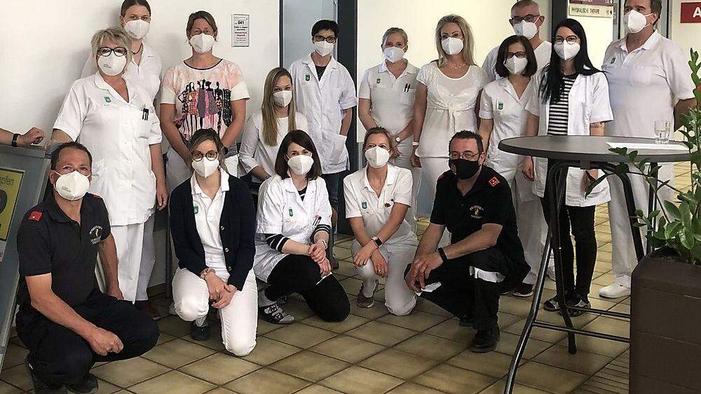 Ein Teil des Teams, das im LKH in Leoben die Covid-Impfungen für die Mitarbeiter und die Risikopatienten durchgeführt hat