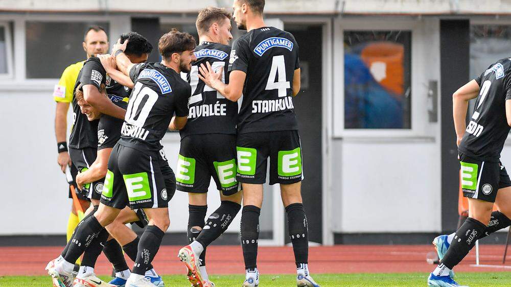 Sturm Graz jubelt über den 2:1-Sieg beim WAC