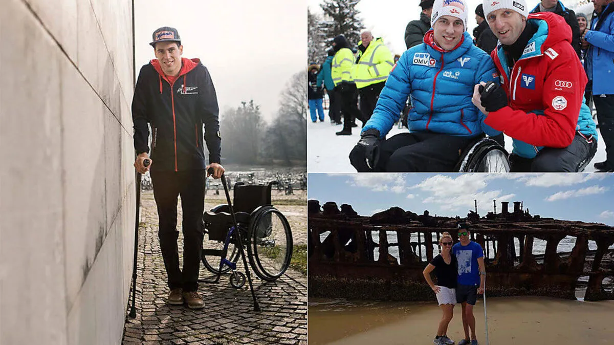 Lukas Müller hat nach seinem Unfall mehr erreicht, als viele erwartet haben. Er verließ gehend die Klinik. Der Kärntner mit Cheftrainer Heinz Kuttin (oben). Nach Australien begleitete ihn Freundin Verena.