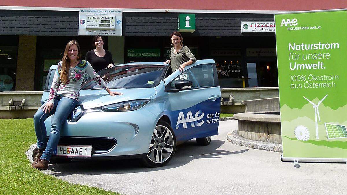 Das E-Auto als Alternative: Sabrina Barthel, Ruth Klauss-Strasser (AAE), Stéphanie Klaus