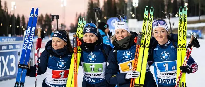 Jeanne Richard, Oceane Michelon, Justine Braisaz-Bouchet und Lou Jeanmonnot gewannen die Staffel in Östersund, sind aber nicht gut aufeinander zu sprechen