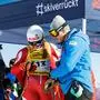 SAALBACH,AUSTRIA,04.FEB.25 - ALPINE SKIING - FIS Alpine World Ski Championships Saalbach 2025, downhill training, ladies. Image shows Mirjam Puchner (AUT) and head coach Roland Assinger (AUT). Photo: GEPA pictures/ Matic Klansek
