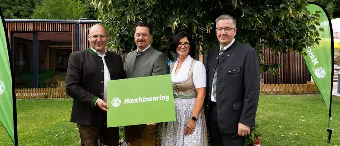 Sepp Wumbauer, Mario Hütter,  Ursula Reiter und Andreas Steinegger (von links) nahmen an der Jubiläumsfeier teil