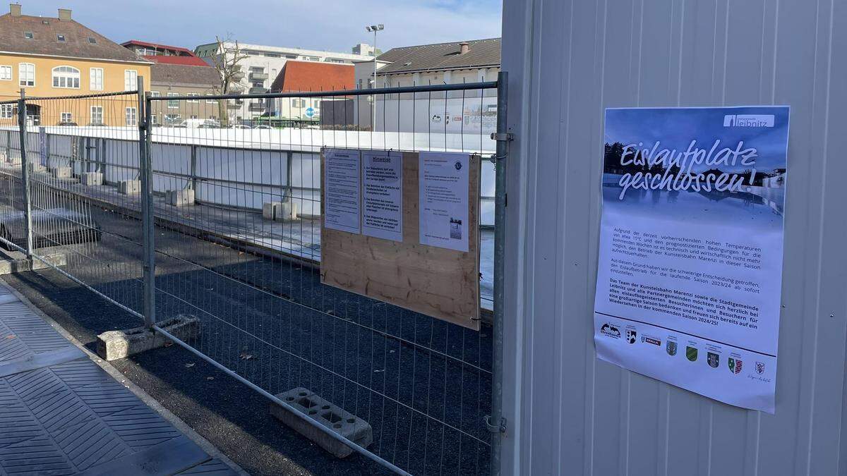 Der Eislaufplatz am Leibnitzer Marenzigelände ist seit 5. Februar geschlossen