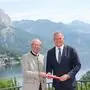 Der Salzburger Landeshauptmann Wilfried Haslauer (ÖVP) und der steirische Landeshauptmann Mario Kunasek (FPÖ), anlässlich der Vorsitzübergabe der Landeshauptleutekonferenz an die Steiermark 