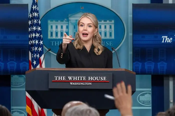 251211 -- WASHINGTON, Dec. 11, 2025 -- White House Press Secretary Karoline Leavitt attends a daily press briefing at the White House in Washington, D.C., the United States, on Dec. 11, 2025. Leavitt said Thursday that the United States intends to keep the oil from the tanker the U.S. military seized Wednesday near the coast of oil-rich Venezuela. Photo by /Xinhua U.S.-WASHINGTON, D.C.-WHITE HOUSE-KAROLINE LEAVITT-PRESS BRIEFING LixYuanqing PUBLICATIONxNOTxINxCHN