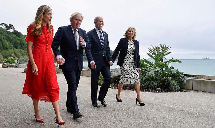 Carrie und Boris Johnson sowie Joe und Jill Biden